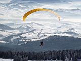 Paragliding from the peak of Malá Lučivná hill situated in Low Orava region